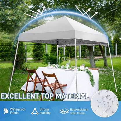 Outvita 6'x6' Pop Up Canopy Tent Commercial Instant Gazebo Tent, Waterproof & UV Protection Canopy Tent with Slant Legs & 1pc sidewall for Party Wedding Birthday BBQ Events
