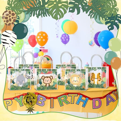 Aliceset 24 Pcs Gift Bags with Handle Clear PVC Candy Treat Goodies Tote Bags for Summer Birthday Party Favor Supplies