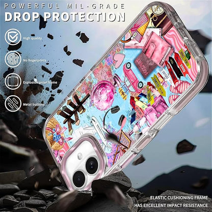 Case for iPhone 16,[Compatible with MagSafe],Cover Holiday Trip World Map Phone Case Design，for Women Girls Magnetic Clear Cover - Slim, Sleek, & Shockproof Protection