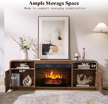 AMERLIFE 70" Fluted Fireplace TV Stand