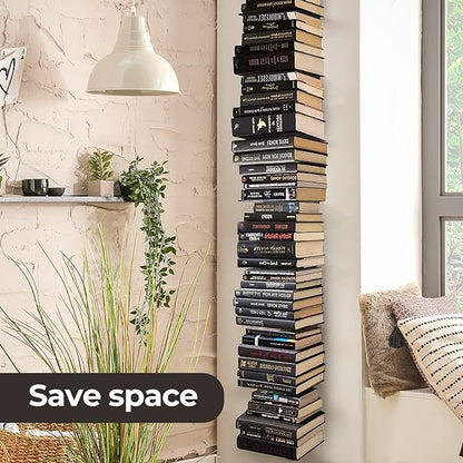 Floating Book Shelves for Wall, 4 Tier Invisible Floating Bookshelf, Vertical