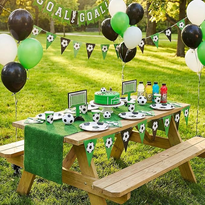 JCJT Green Grass Table Runner 13x90 Inch (Long for Buffet Tables) – Football Party Snack Stadium Decorations – Extra Long Faux Turf Backdrop for Easter Egg Display & Soccer Team Event