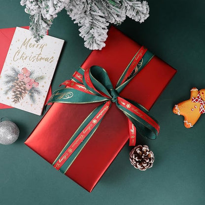NESCCI Matte Metal Red Wrapping Paper, Solid Color Paper,Gift Wrapping Paper,Perfect for Wedding,Valentine's Day,Birthday, Christmas,Baby Shower,DIY Bouquet (17 Inches X 32.8 Feet)