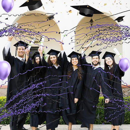 WinnerWhy 30 Pcs No Mess Confetti Poppers Hand Throw Streamers Party Poppers for Graduation 2026 Birthday Celebrations Wedding Engagement Bachelorette Party Supplies(Black and Purple)