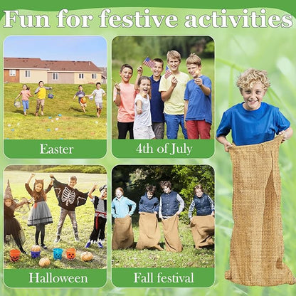 CWLAKON 6 Pack Large Burlap Potato Sack Race Bags for Kids Adults, Field Day Family Reunion 4th of July Easter Halloween Game, Outdoor Camping Picnic Birthday Party Outside Yard Lawn Carnival Games