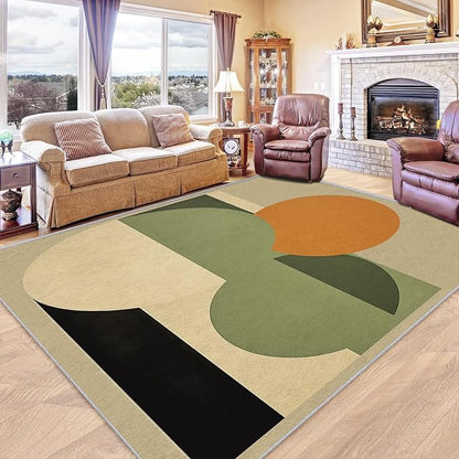 Mid Century Modern Rug 3x4, Washable Abstract Geometric Rugs for Living Room Bedroom, Minimalist Area Rug for Home Decor, Non Slip Backing Floor Carpet - 3 x 4 ft