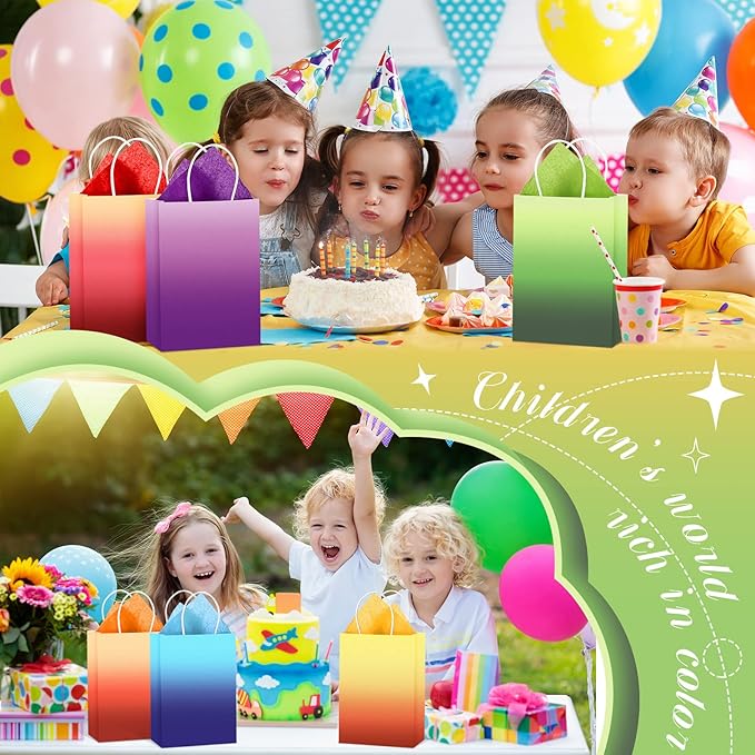Chrisfall 24 Pcs Gift Bags with 30 Pcs Tissue Paper Mother's Day Party Favors Kraft Paper Bags with Handles Wrap for Mother's Day Birthdays Goodie Weddings Party Supplies Gift