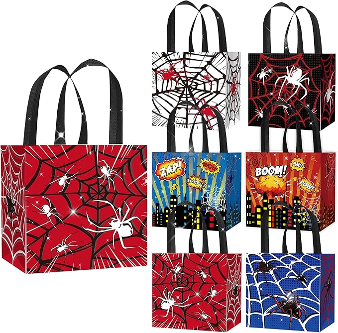 Roaring Good Time Spider Party Favor Gift Bags Spider Birthday Decoration Favor Bags Boxes Party Candy Bags Car Goodie Gift Treat Bags Themed Birthday Party Supplies