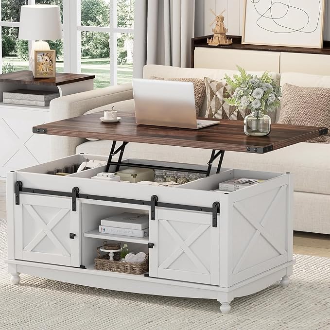 ALLSTAND 48" Farmhouse Lift Top Coffee Table