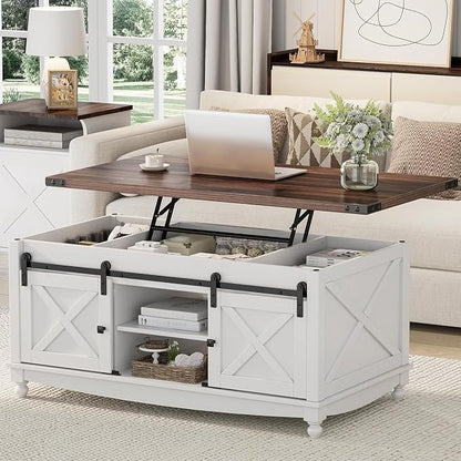 ALLSTAND 48" Farmhouse Lift Top Coffee Table