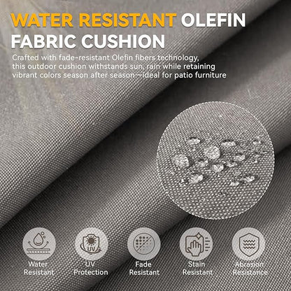 Outdoor Cushion Set for Furniture Patio Furniture, UV Resistant, Water Resistant - 6 Inch Thick Foam Garden Cushions– 22x24 Inch Patio Seat Covers for Chair/Sofa/Couch | Grey | 6-Pack |