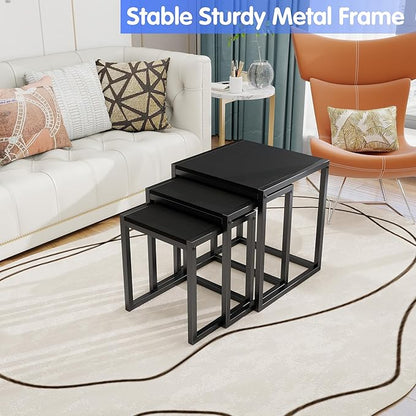 Nesting Table Set of 3 Side Tables, Modern Coffee Table Stacking End Table