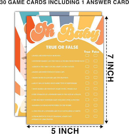 YSTEP Boho Sunshine 30 Oh Baby True or False Game Cards with 1 Answer Card, Gender Reveal Party Supplies Favors (5"x7") -A03