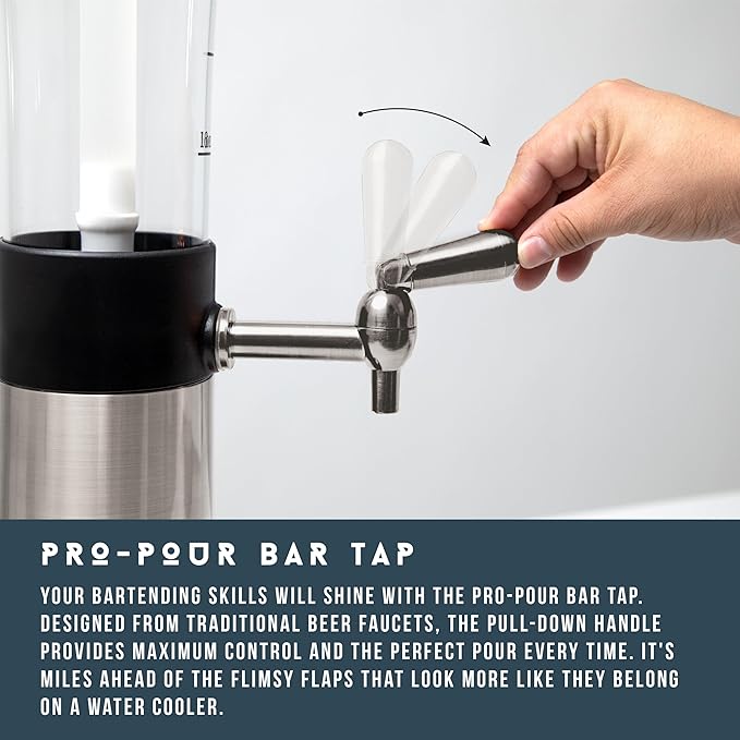 Hammer + Axe Beverage Dispenser – 88 oz Party Drink Dispenser with Ice Tube & Tap| Drink Fountain for Beer, Water, Iced Tea| Mimosa Tower| Margarita Tower| BBQ & Tailgate Essential| Home Bar Accessory