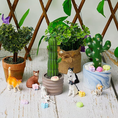 26 Pcs Cat Cake Topper Cute Figurines Happy Birthday Paw Cake Toppers Party Decoration Mini Set for Birthday Party Garden Home Shower Supplies(Handsome Cat)