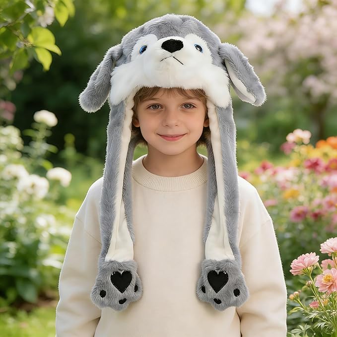 Animal Hat with Funny Plush Moving Ears,Crazy Hats for Kids Holiday Cosplay Easter Dress Up Cute Hat Kids Gift