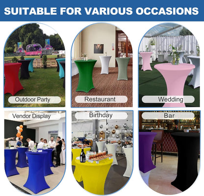Cocktail Table Covers-Spandex Round High Top Table Cloths 6 Pack 32x43 Inch-Sage Stretch Fitted Bar Tall Tablecloth for Pub Bistro Highboy Party Event Banquet Height Folding Satnding Tables
