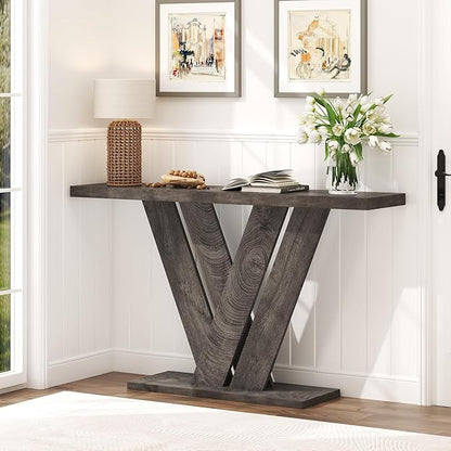 karlott 51 Inch Console Table, Modern V-Shaped Entryway Table, Wood Sofa Table