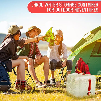 Reallnaive 3 Pack Collapsible Water Container with Spigot, Foldable Camping Water Container Portable Camping Storage Carrier Jug for Outdoors Hiking Emergency Kit Backpack (5.3 Gallon,Red,3 Pcs)