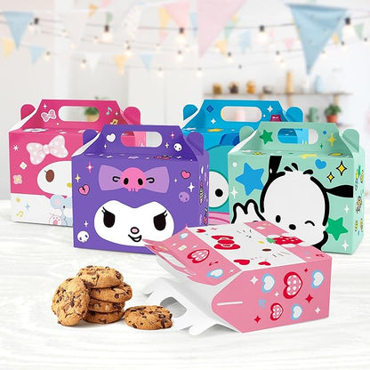 Zoomiin 24PCS Cute Party Favor Treat Boxes, Cartoon Theme Candy Boxes Goodie Gift Boxes with 12 Styles Pattern Birthday Party Supplies Decorations