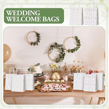 Resholder 30 Pcs Wildflower Paper Gift Bags with Handles Spring Floral Party Favor Bags Colorful Flower Goodie Gift Candy Treat Pouches for Wedding Bridal Shower Baby Shower Birthday Spring Tea Party