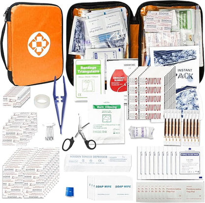 300Piece Portable First Aid Kit Refill Supplies for Car Mini Caming Emergency First Aid Kits Hiking Survival Essential for Outdoor Adventure Emergency Case, Orange 1st Aid