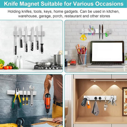 24 Inch Magnetic Knife Holder with Extra Strong Hold, Metal Knife Magnetic Strip for Wall Mount Kitchen RV Storage and Organization, Heavy Duty Magnetic Tool Rack for Tools, Knives Block Utensils