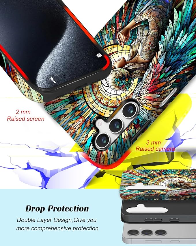 Compatible for Samsung Galaxy S26 5G Case, Dual Layer Heavy Duty 2 in 1 Shockproof Protective Phone Case,Angel