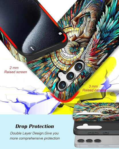 Compatible for Samsung Galaxy S26 5G Case, Dual Layer Heavy Duty 2 in 1 Shockproof Protective Phone Case,Angel