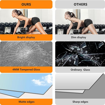 TRAHOME Home Gym Mirror for Wall,60x25x2PCS Full Length,Glass Frameless Body Large Mirror for Home Gym,Workout,Bedroom,Garage(Silver)