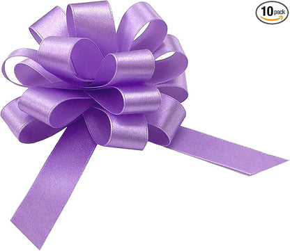 Lavender Satin Gift Pull Bows - 4" Wide, Set of 10, Easter, Spring, Silky Fabric, Mother's Day, Wedding, Baby Shower, Party Favor Decor, Birthday, Anniversary, Fundraiser, Church, Wreath, Basket