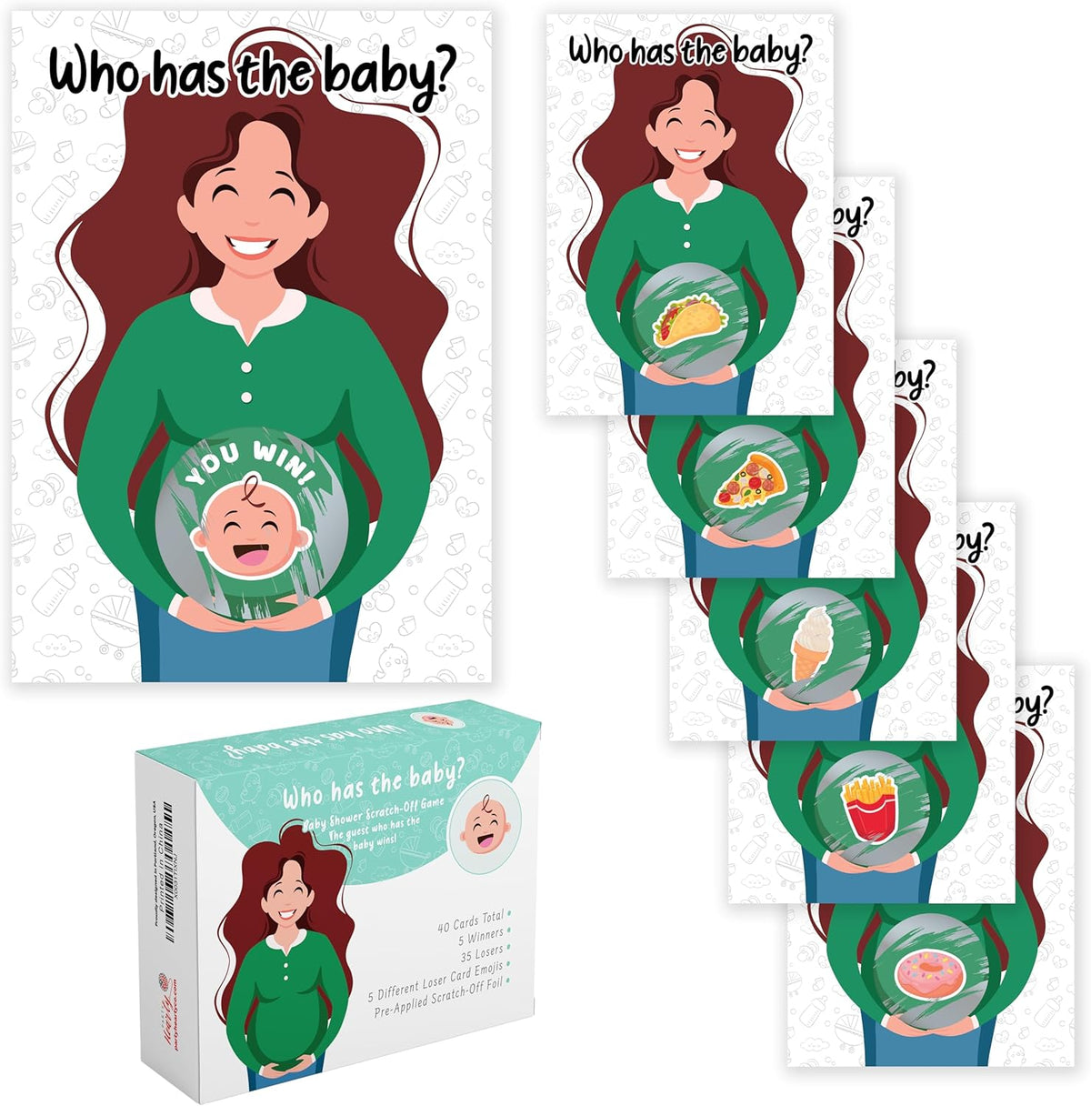 Party Hearty Baby Shower Games for Girl and Boy, 40 Emoji Scratch Off Lottery Tickets, Baby Games Ideas, Scratch Off Game