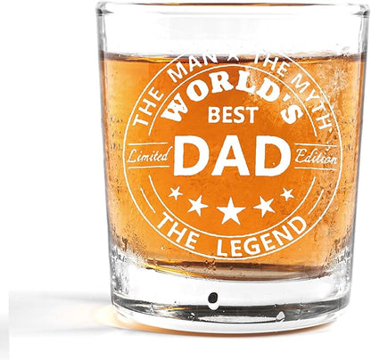 Nogrit World's Best Dad Whiskey Glasses 10 oz, Best Dad Gifts for Father's Day Birthday from Sons Daughters, Father Gifts Old Fashioned Rocks Glasses for Drinking Cocktail Scotch Vodka Tequila Rum