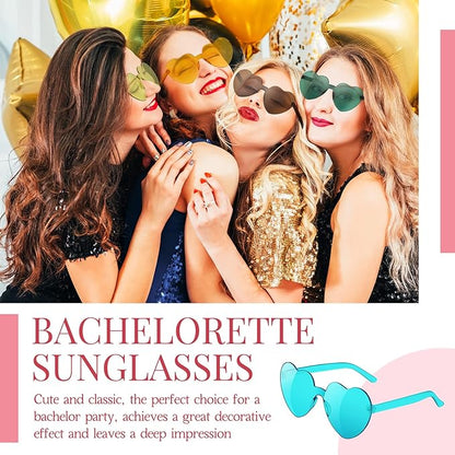 40 Pairs Heart Sunglasses Rimless Transparent Heart Shaped Glasses Candy Color Party Favor for Women Men Decoration