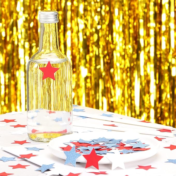 Red-White Blue Fourth-4th of-July Confetti - 300pcs Imemorial-Day Party-Decorations Graduation Star Confetti, USA Patriotic America Independence Men Boys Birthday Table Decor Lasting Surprise