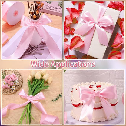 woric Pink Ribbon 1 1/2 Inch 60 Yards Light Pink Bows Wedding Decor Satin Ribbon for Mothers Day Bridal Baby Shower Decor Flower Bouquet Handmade Roses Graduation Leis