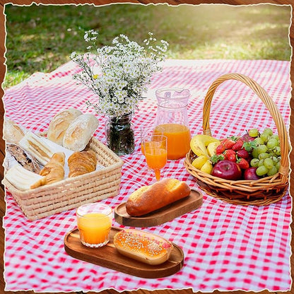 Geetery 12 Pcs Wood Serving Trays 10 and 12 Inch Charcuterie Boards Oval Wooden Plates Serving Platter Cheese Dinner Plates Bulk for Dessert Snack Bread Fruit Appetizer Dishes(Acacia Wood)