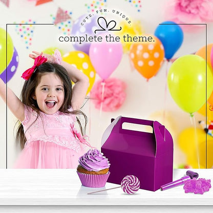 Hammont Candy Boxes Party Favors - 10 Pack Paper Gable Boxes - Ariel Birthday Party Supplies Favor Boxes - Mermaid Birthday Bag & Party Treat Box for Goodies & Gifts –- 6.25" X 3.75" X 3.5" (Purple)
