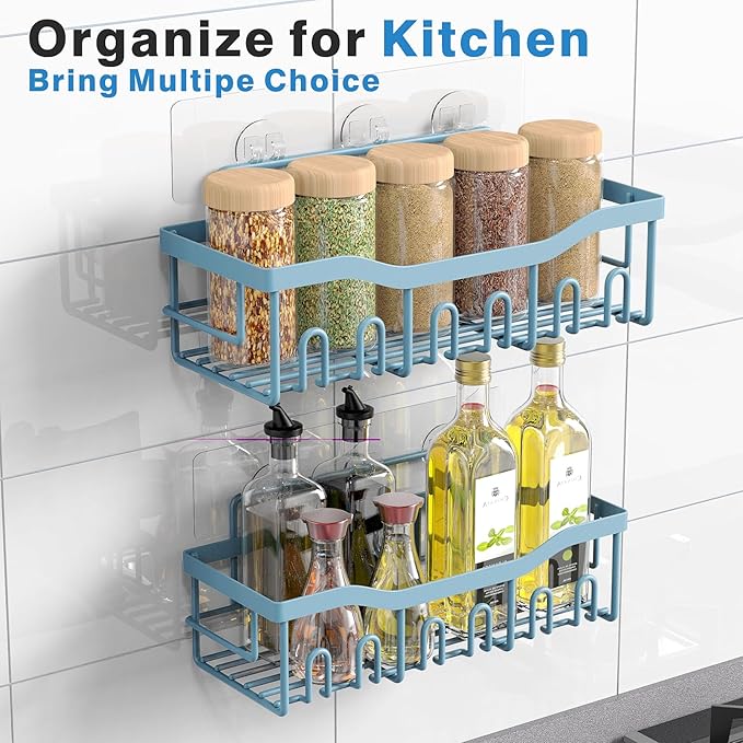 EUDELE Shower Caddy 2 Pack, Adhesive Shower Organizer for Home Decor & Kitchen Organizers, No Drilling, Rustproof Stainless Steel Bathroom Shelves