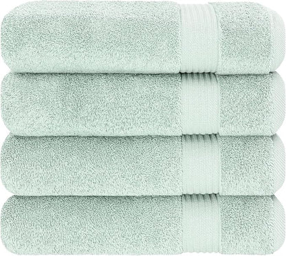 Cotton Paradise 100% Cotton Turkish Towel Set, Soft Absorbent Quick Dry, 4 Piece Bath Towel Set, Mint Green