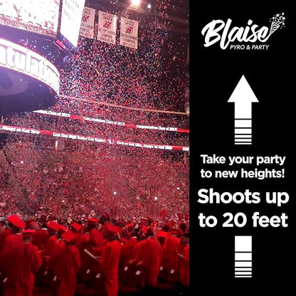 Blaise Pyro & Party Red Confetti Poppers - Easy to Use Paper Confetti Poppers for Weddings, Birthdays, Anniversaries & More - Colorful Confetti Cannon for Memorable Photos - 6 Pack, 12 Inch