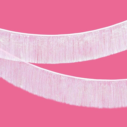 KatchOn, White Iridescent Fringe Banner - 6.5 Feet, Pack of 2 | Iridescent Fringe Garland for Bachelorette Party Decorations | Iridescent Tinsel Garland for Halloween Decor, Christmas Decorations