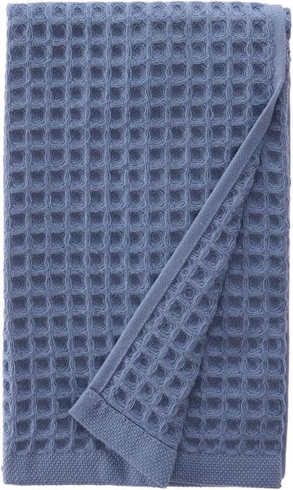 sea me at home Waffle Hand Towel – 100% Turkish Cotton, Quick-Dry, Soft and Absorbent Bathroom Towel (Denim)