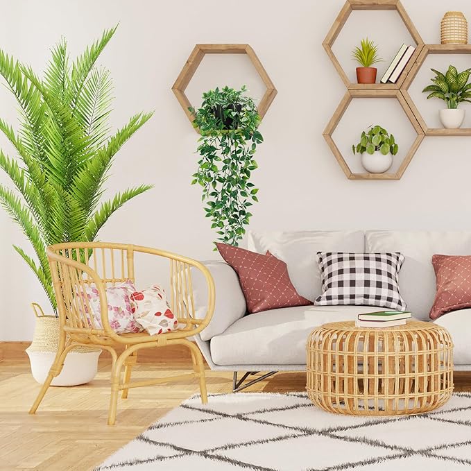 Whonline Fake Hanging Plants, Artificial Small Potted Plants for Indoor Outdoor Aesthetic Office Living Room Shelf Decor (1 Pack)