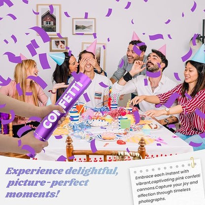 Confetti Cannon 12Pack Purple Biodegradable Cannon Poopers 12Inch Purple Party Poppers Confetti Cannon for Celebrate Wedding Birthday Graduation Baby Shower Christmas New Year