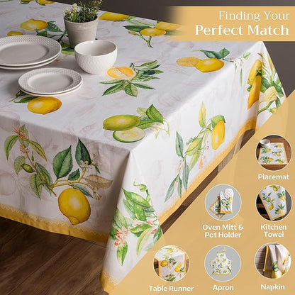 Maison d' Hermine Table Cloth Square Table 100% Cotton 54 x 54 Inches Tablecloth Reusable Decorative for Dining Room Farmhouse Home Valentines Day Decorations Spring Summer - Limoncello