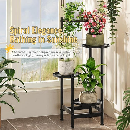 Metal Plant Stand for Indoor Outdoor,Corner Tall Plant Shelf for Multiple Plants,4 Tier Heavy Duty Flower Pot Holder,Display Rack for Patio Garden Balcony Living Room Bedroom