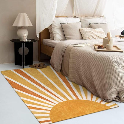 Lahome Boho Sun Print Area Rug - 3x5 Small Washable Rug Modern Abstract Non-Slip Accent Distressed Throw Rugs Floor Carpet for Bedrooms Living Laundry Room entryway Rug (3'x5', Rainbow Sun)