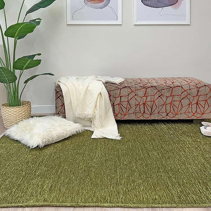 Alfa Rich 3x10 Green Washable Area Rugs for Living Room Hallway Kitchen Cotton Decor Solid Runner Rug