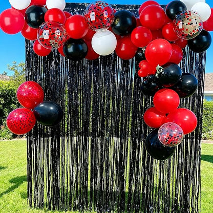 60pcs Red Black White Balloons, 12inch Black Red Confetti Balloons for Graduation 2026, Casino Poker Night, New Year, Racing Car Party Decorations